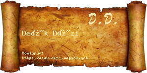 Deák Dézi névjegykártya